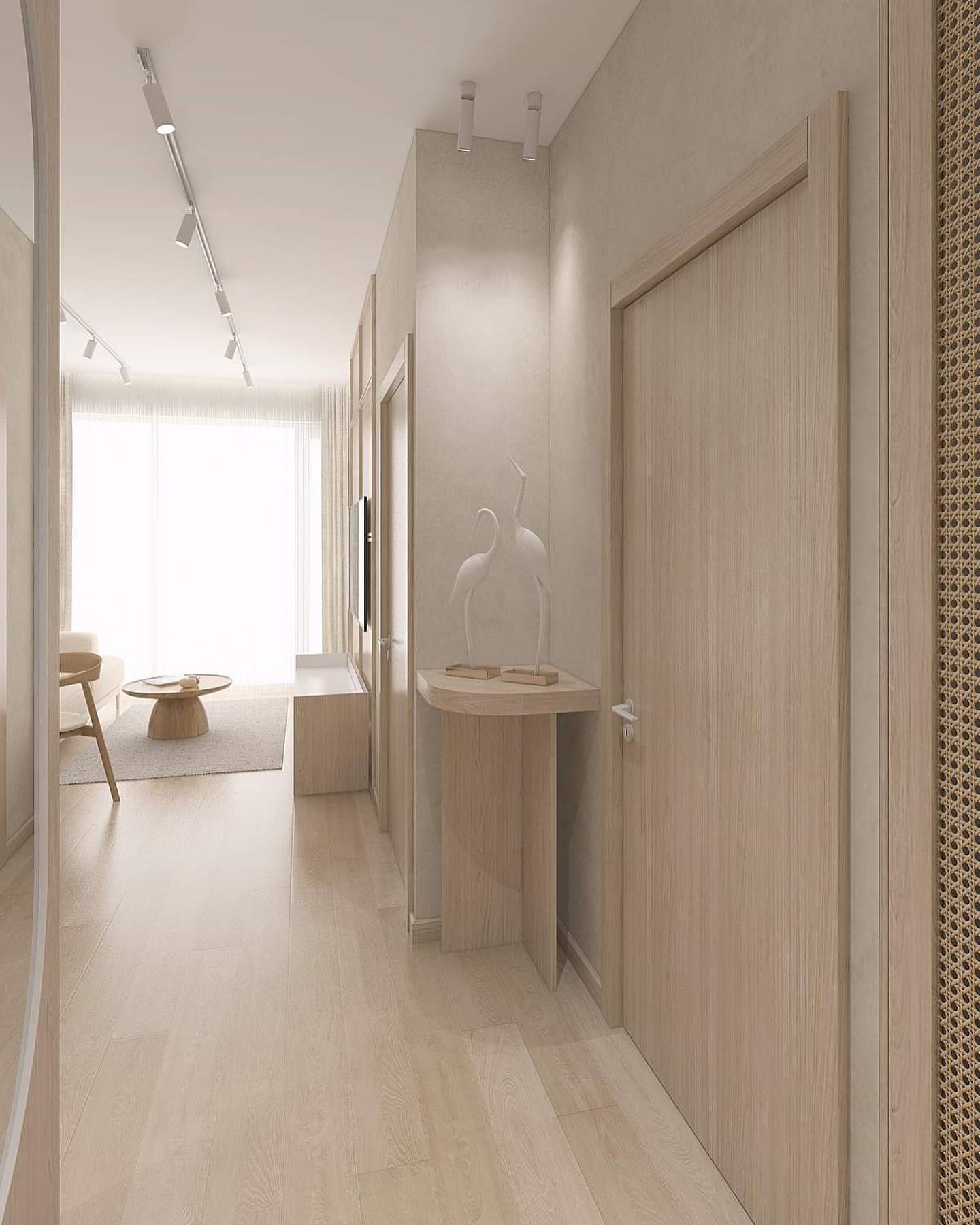 Japandi living room corridor