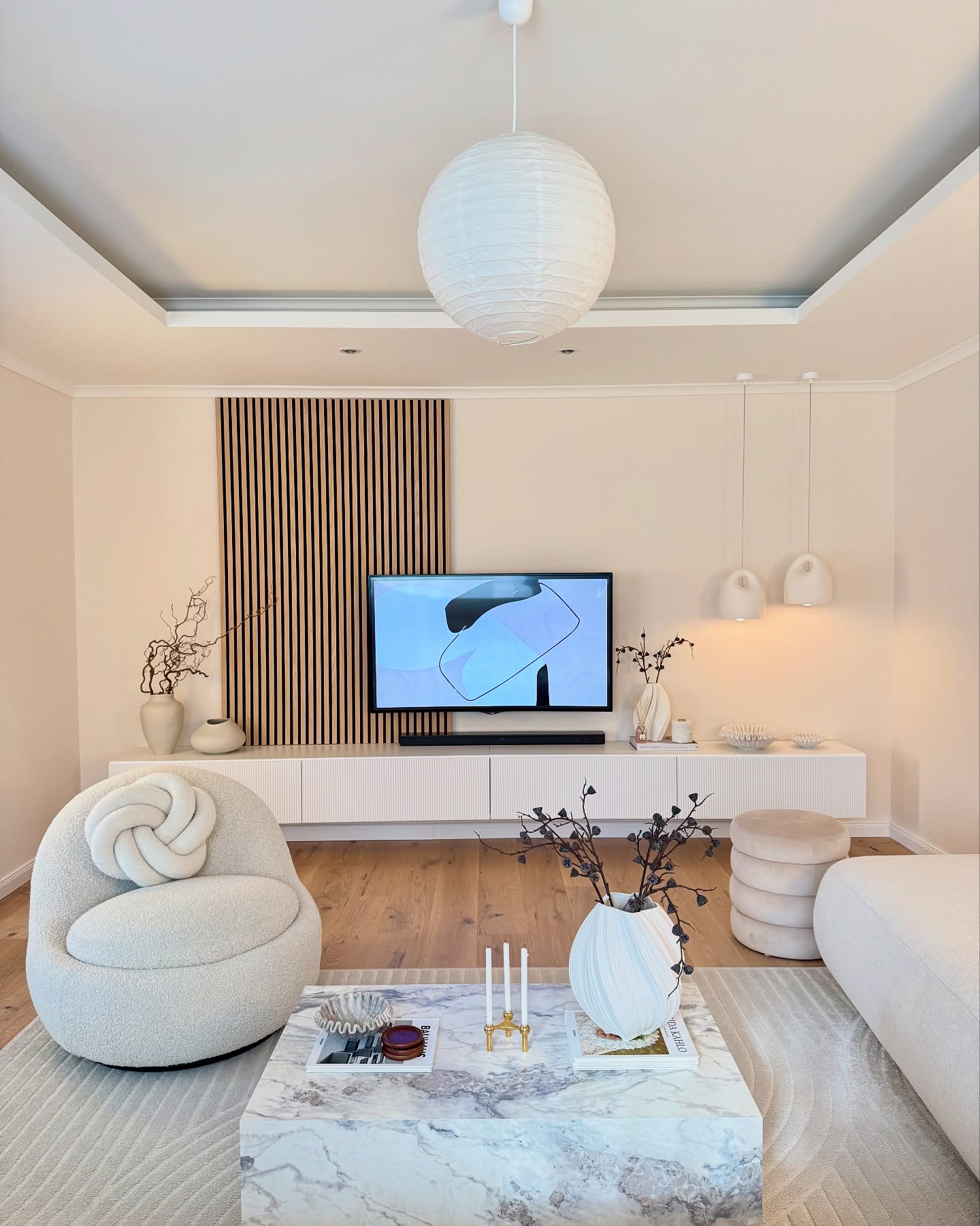 Japandi living room with tv