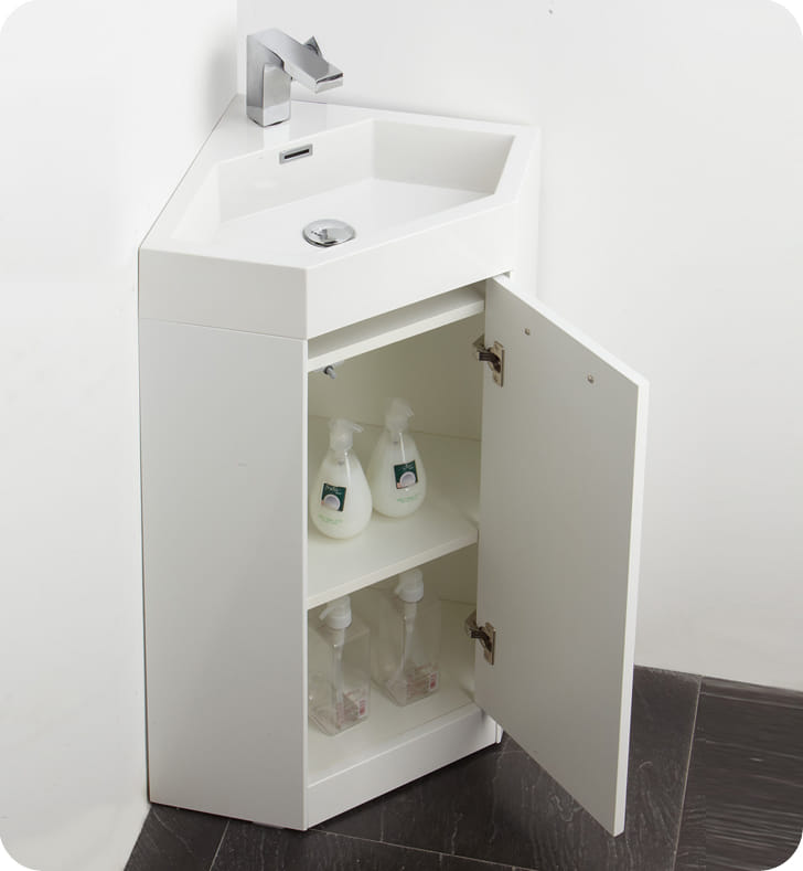 white corner cabinet